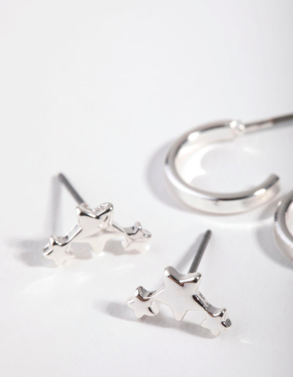 Silver Celestial Huggie Two-Pack Earring