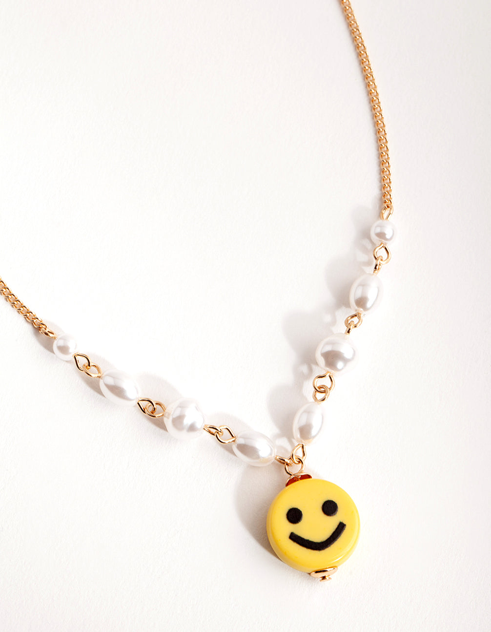 Gold Smiley Pearl Necklace - Main Image