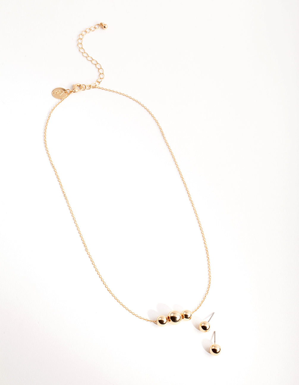 Gold Ball Chain Earring & Necklace Set
