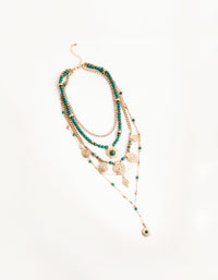 Midnight Antique Gold Pendant Bead 6-Row Necklace - link has visual effect only