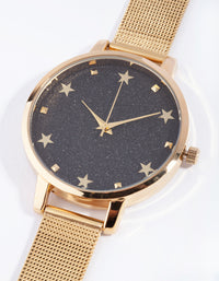 Gold Star Glitter Mesh Watch - link has visual effect only