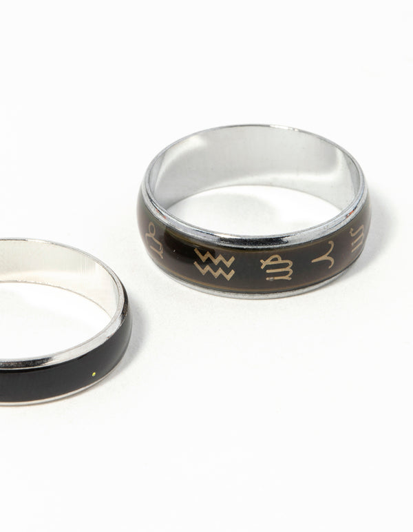 Silver Symbol Mood Ring Set