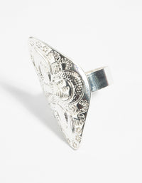 Antique Silver Oval Etched Shield Ring - link has visual effect only