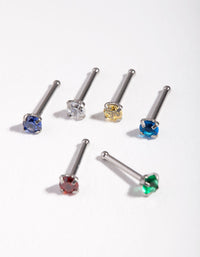 Surgical Steel Diamante Nose Stud 6-Pack - link has visual effect only