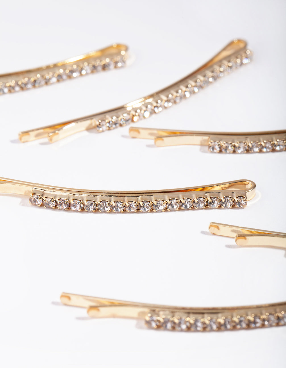 Gold Fine Diamante 6-Pack Bobby Pin