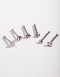 Surgical Steel Graduated Star Nose Stud 6-Pack - link has visual effect only
