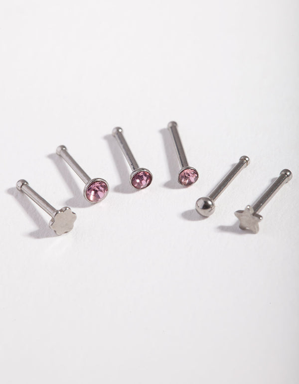 Surgical Steel Graduated Star Nose Stud 6-Pack