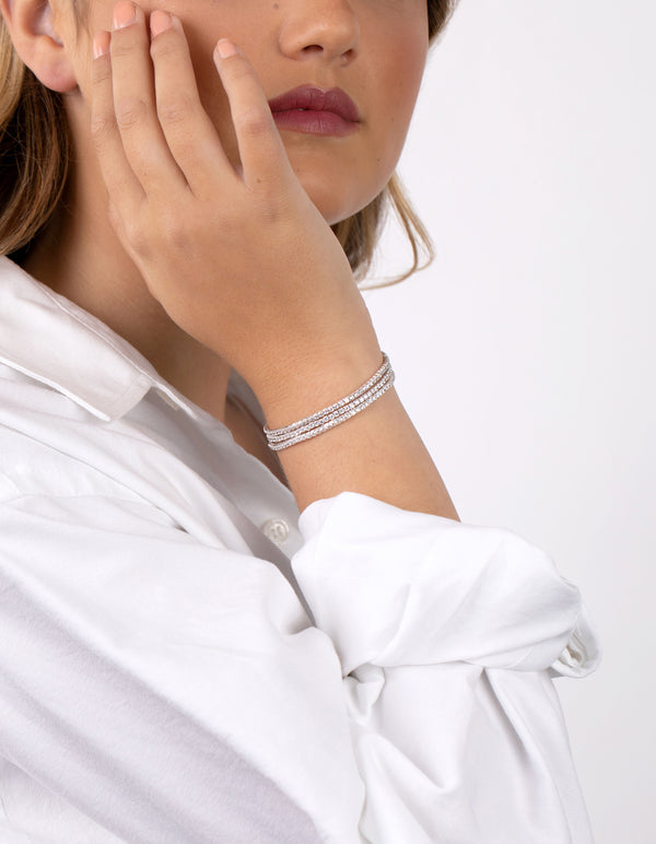 Silver Fine Cupchain Pack Stretch Bracelets