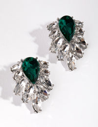 Silver Statement Jewel Stud Earrings - link has visual effect only