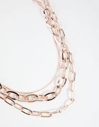 Rose Gold Short Wide Chain 3-Row Necklace - link has visual effect only