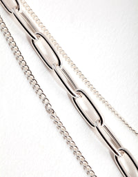 Silver Short Mini Padlock 3-Row Necklace - link has visual effect only