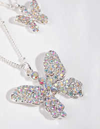 Silver Pave Butterfly 2-Row Necklace - link has visual effect only
