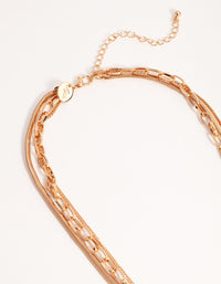 Gold Long Circle Disk 3-Row Necklace - link has visual effect only