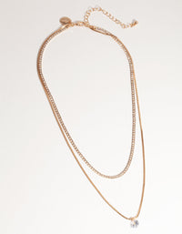 Gold Short 2-Row Cupchain Diamante Necklace - link has visual effect only