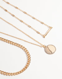Gold Short Fine Layered Chain Necklace - link has visual effect only