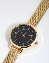 Gold Roman Numeral Mesh Strap Watch - link has visual effect only