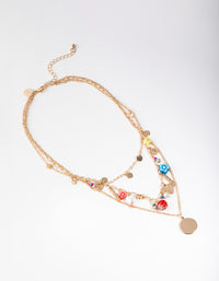 Gold Charm Disc 3-Row Necklace - link has visual effect only