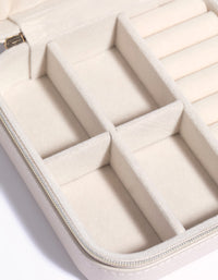 Cream Faux Leather Compact Square Jewellery Box - link has visual effect only