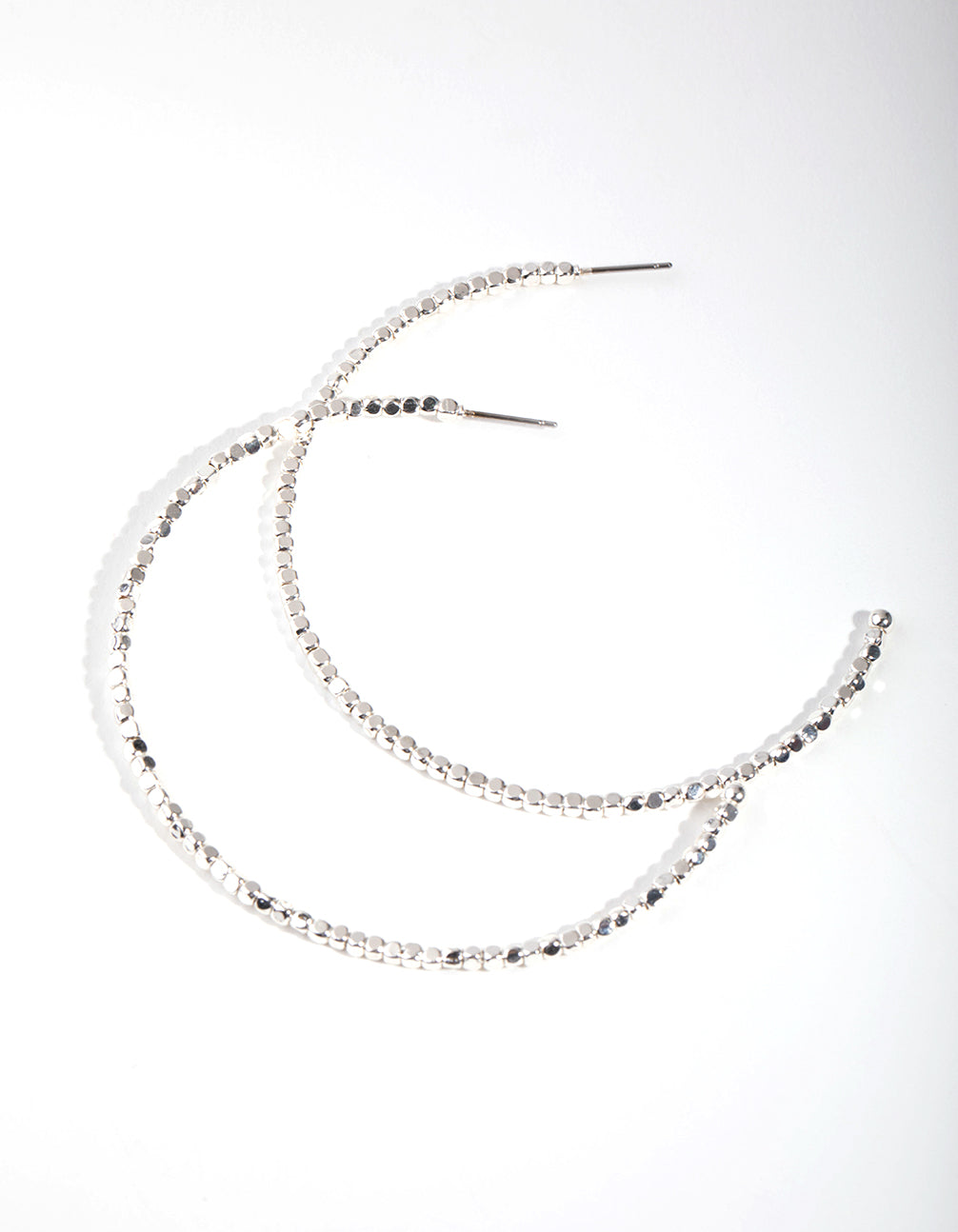 Silver Plated Bead Hoop Earrings