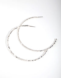Silver Plated Bead Hoop Earrings - link has visual effect only