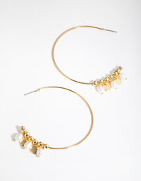 Gold Plated Freshwater Pearl & Disc Hoop Earrings - link has visual effect only