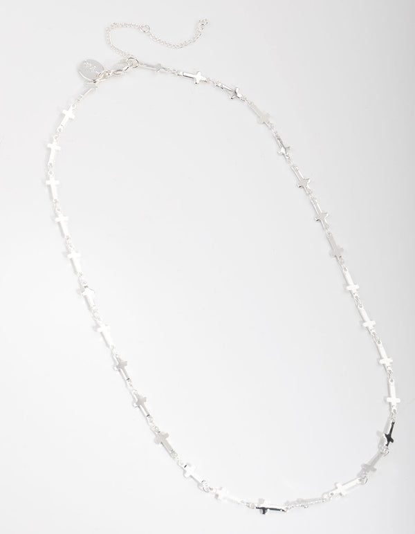 Silver Plated Cross Station Necklace