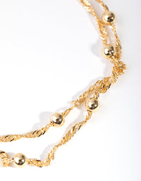 Gold Plated Double Chain & Ball Bracelet - link has visual effect only