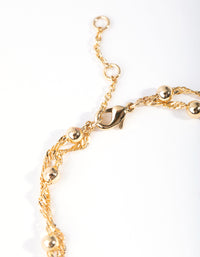 Gold Plated Double Chain & Ball Bracelet - link has visual effect only
