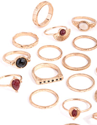Antique Gold Etched Boho Rings 24-Pack - link has visual effect only