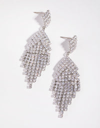 Silver Diamond Simulants Fringe Stud Earrings - link has visual effect only