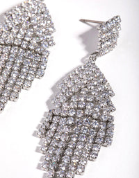Silver Diamond Simulants Fringe Stud Earrings - link has visual effect only