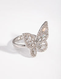 Silver Diamond Simulant Butterfly Ring - link has visual effect only