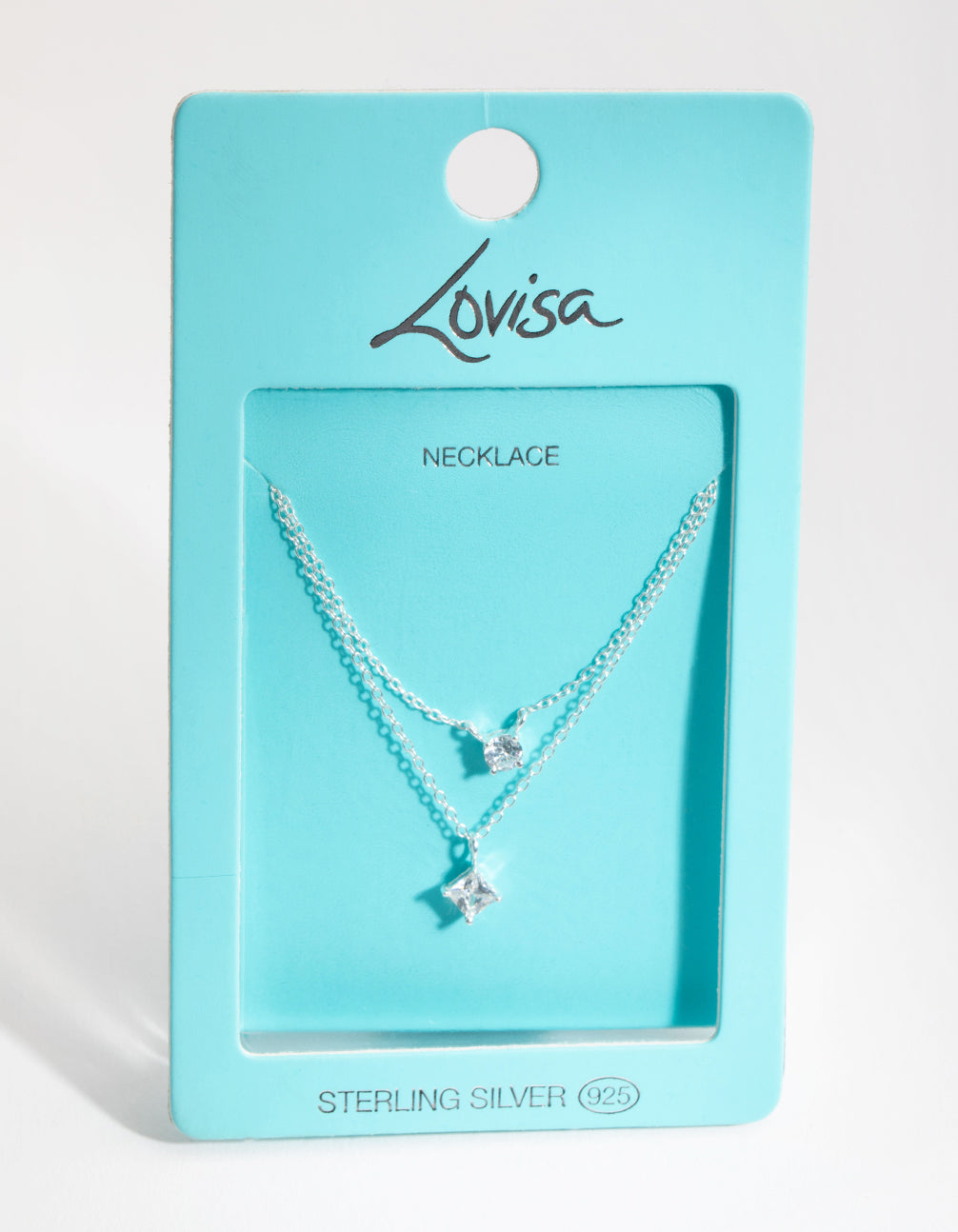 Sterling Silver Mixed Cubic Zirconia Layered Necklace