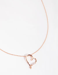 Sterling Silver Rose Gold Cubic Zirconia Open Heart Necklace - link has visual effect only
