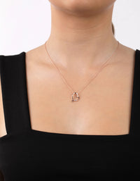 Sterling Silver Rose Gold Cubic Zirconia Open Heart Necklace - link has visual effect only