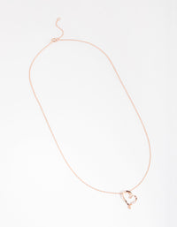 Sterling Silver Rose Gold Cubic Zirconia Open Heart Necklace - link has visual effect only