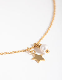 Gold Plated Sterling Silver Pearl & Star Charm Necklace - link has visual effect only