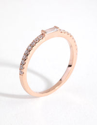 Sterling Silver Rose Gold Cubic Zirconia Baguette Engagement Ring - link has visual effect only