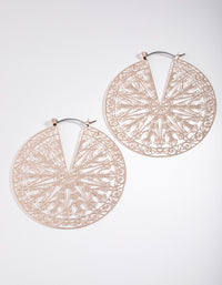 Rose Gold Filigree Disc Hoop Earrings - link has visual effect only