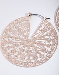 Rose Gold Filigree Disc Hoop Earrings - link has visual effect only