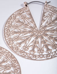 Rose Gold Filigree Disc Hoop Earrings - link has visual effect only
