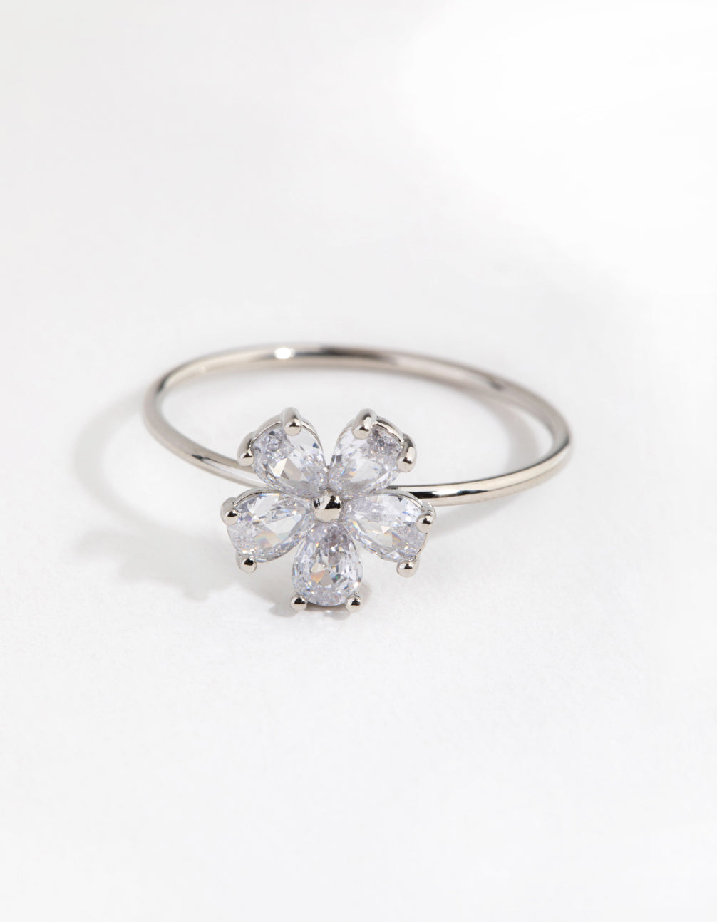 Silver Cubic Zirconia Daisy Diamante Ring