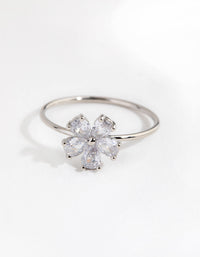Silver Cubic Zirconia Daisy Diamante Ring - link has visual effect only