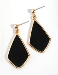 Gold & Black Rounded Diamond Drop Earrings - link has visual effect only