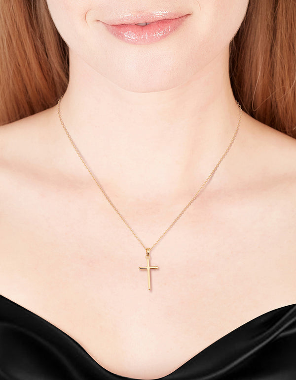 Gold Plated 45cm Cross Necklace