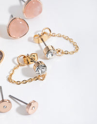 Gold Round Stone Earring Stack Pack - link has visual effect only