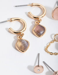 Gold Round Stone Earring Stack Pack - link has visual effect only