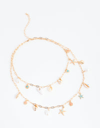 Gold Ocean Charm Necklace - link has visual effect only