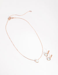 Rose Gold Diamond Simulant Conti Clip-on Earrings & Necklace Set - link has visual effect only
