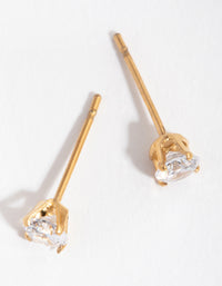24 Carat Gold Plated Titanium Cubic Zirconia Stud Earrings - link has visual effect only